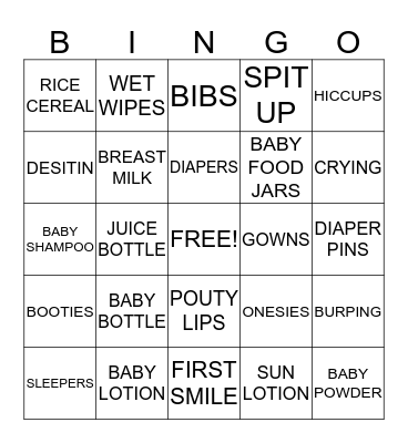 BABY SHOWER Bingo Card