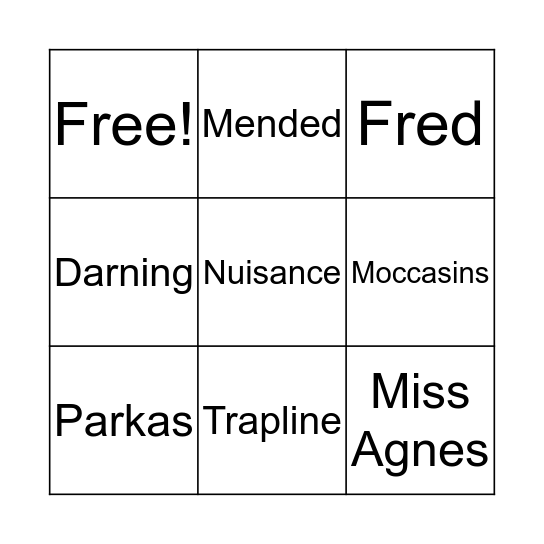 The Year of Miss Agnes  Bingo Card