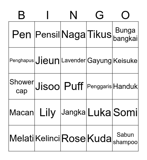 May O1st, 2017 Bingo Card
