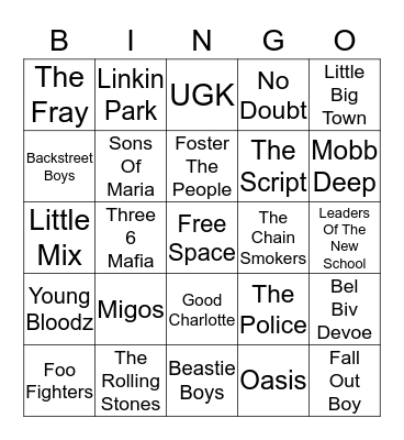 Name That Group - Card 9 Bingo Card