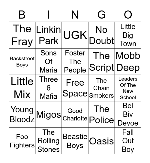 Name That Group - Card 9 Bingo Card