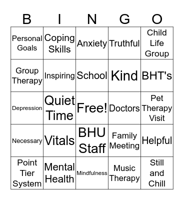The Children's Institute BHU Bingo Card