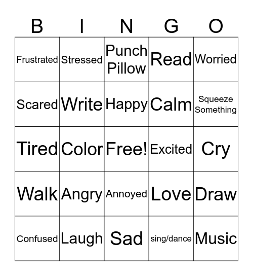 FEELINGS BINGO Card