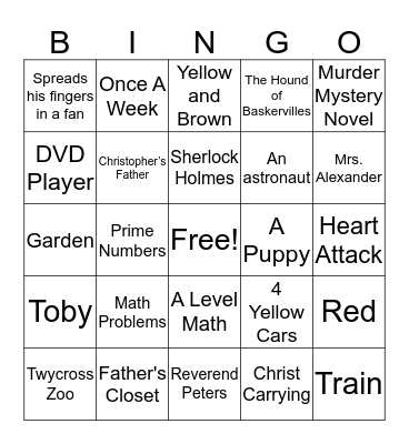 The Curious Incident of the Dog in the Night - Time Bingo Card