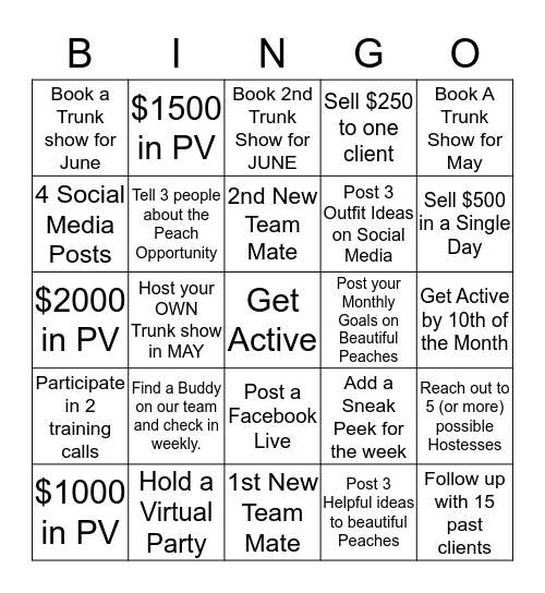 MAY Bingo Challenge! Bingo Card