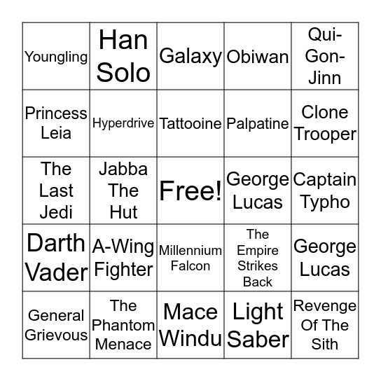 May The 4th Be With You Bingo Card