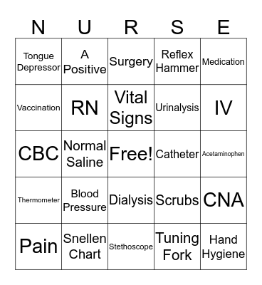 Nurse's Week Bingo Card