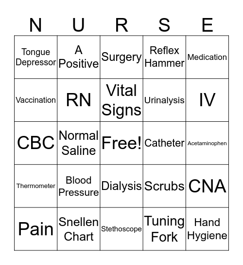 Nurse's Week Bingo Card