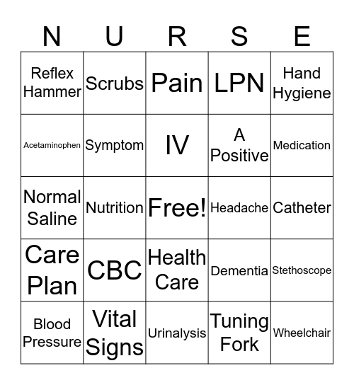 Nurse's Week Bingo Card