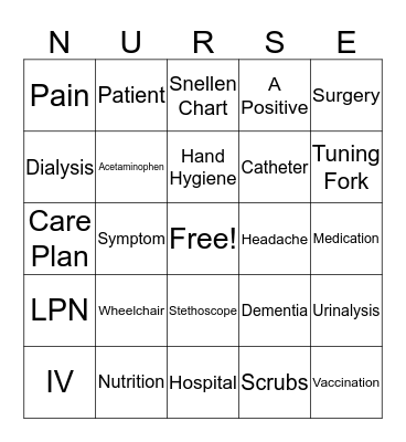 Nurse's Week Bingo Card