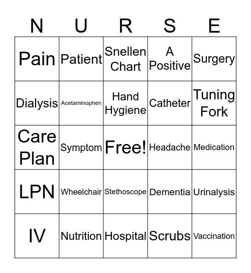 Nurse's Week Bingo Card
