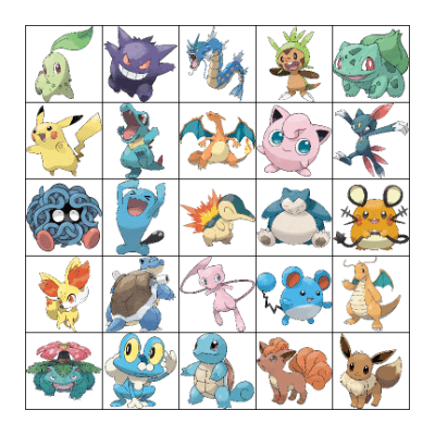 Pokemon Bingo Card