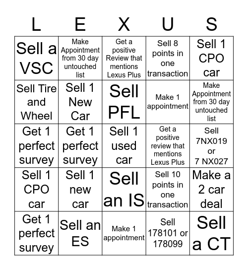 Leuxs of Bellevue BIngo Card