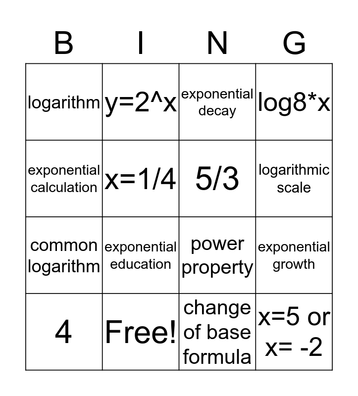Chapter 7 Bingo Card