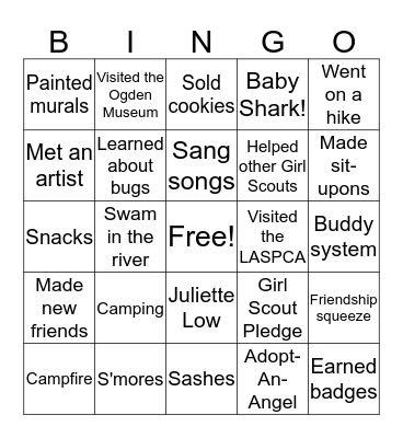 Brownie BINGO Card