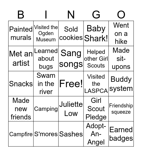 Brownie BINGO Card