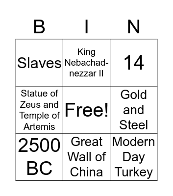 EXPO Bingo Card