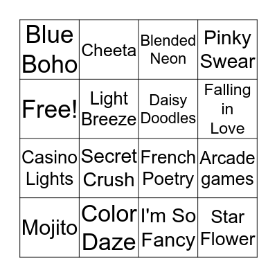 Legging Army Bingo Card