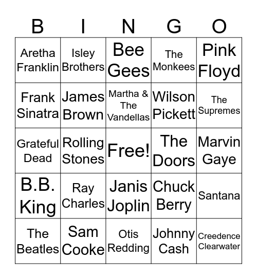 60's Bingo Card