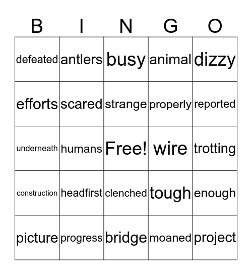 ** The Animal Bridge ** Bingo Card