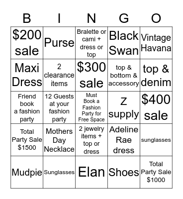 Apricot Lane May Fashion Party Challenge May #2 Bingo Card