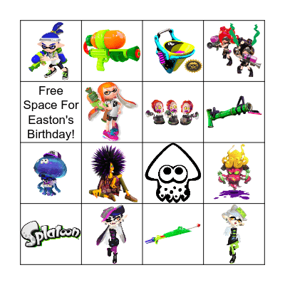 Splatoon Bingo Card