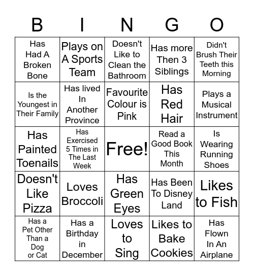 Bring A Friend Bingo Card
