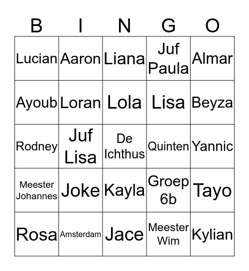Groep 6 Bingo!!! Bingo Card