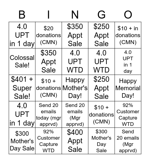 May's SPRING BINGO (cover all squares) Bingo Card