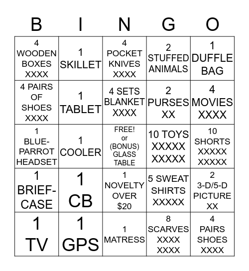 SAPP BROS CASHIER BINGO Card