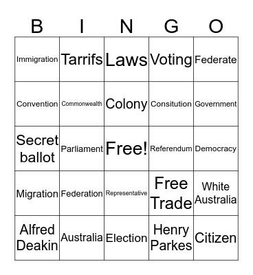 Federation  Bingo Card