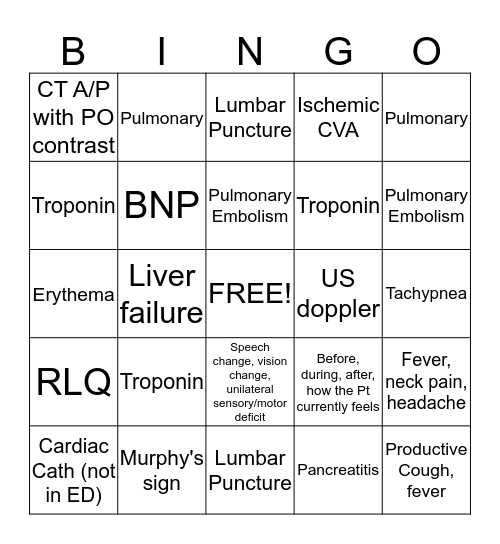 Scribe Bingo Card