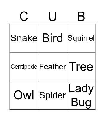 Nature Scavenger Hunt Bingo Card