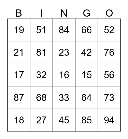 Arvutamine 100 piires Bingo Card