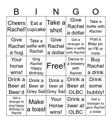 Rachel's 40th Birthday Bingo! Bingo Card