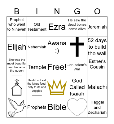 Awana Bible Bingo Card