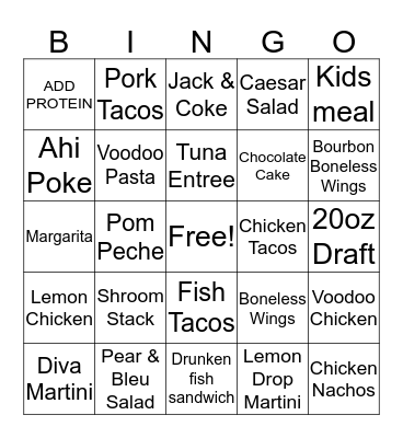 BAR LOUIE Bingo Card