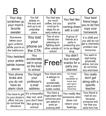 Problem Bingo (Pringo!) Bingo Card