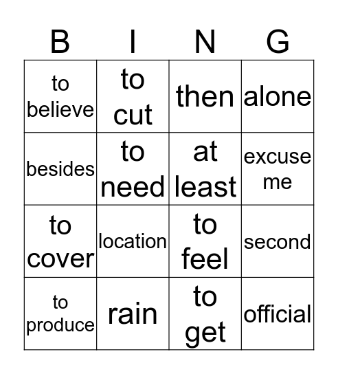 REVIEW Bingo Card