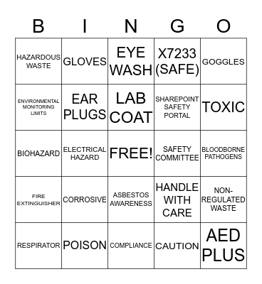 SAFETY BINGO Card