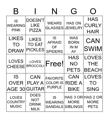 "Fun in the Sun" Friends Bingo Card