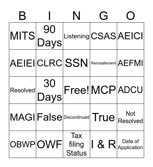 How Much Have I Learned?  Bingo Card