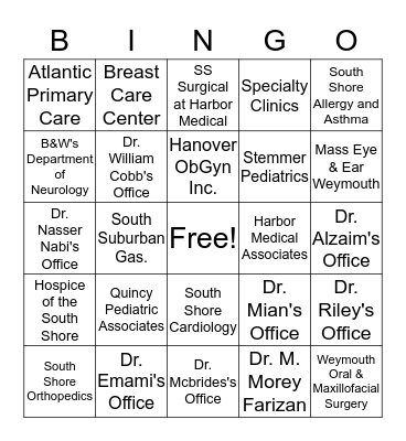 Medical Answering Service Bingo Card