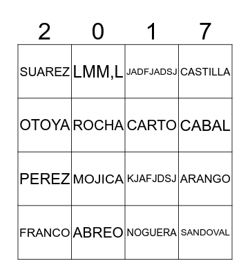 OCTAVO B Bingo Card