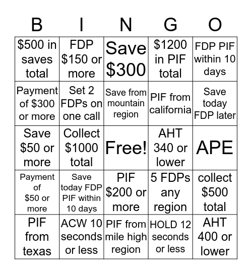GAME DAY Bingo Card