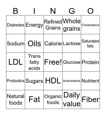 Cooking for a Cure Bingo Card