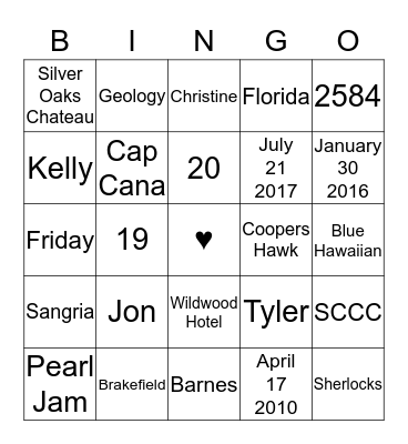 Bridal Bingo! Bingo Card