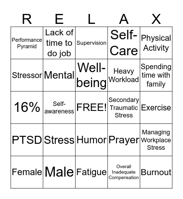 Self-Care Bingo Card