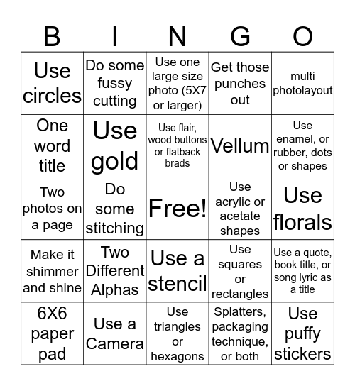 iNSD Bingo Challenge Bingo Card