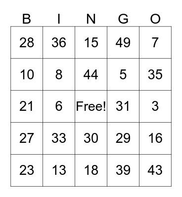 TAYLOR'S MULTIPLICATION BINGO Card